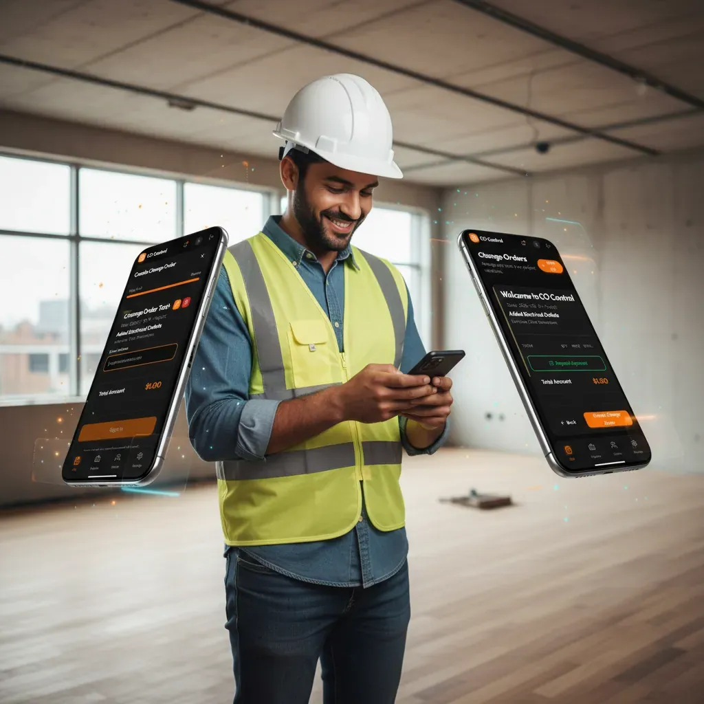 Subcontractor documenting a jobsite condition before starting extra work